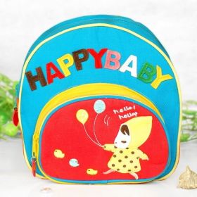 [Little Girl] Embroidered Applique Kids Fabric Art School Backpack / Outdoor Backpack (9.0*9.4*3.3)