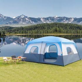 430*430*210cm Polyester Cloth Fiberglass Poles Can Accommodate 14 People Camping Tent Dark Blue And White