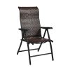 Portable Camping Rattan Folding Chair W/Armrest