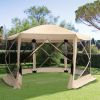 Outsunny 12' x 12' Hexagon Screen House, Pop Up Tent Portable Gazebo Canopy Shelter with Mesh Netting Walls, Carry Bag and Shaded Interior, Beige