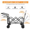 Collapsible Wagon 140L Wagons Carts Foldable with Removable Canopy, Folding Wagon Cart with Wheels for All-Terrain with Brake