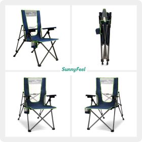 UNNYFEEL  Outdoor Reclining Camping Chairs Adjustable 3 Position Foldable Heavy Duty Adults 300 LBS Capacity For Adults Lounge With Cup Holder (Color: Navy Blue)