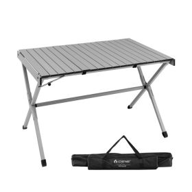 4-6 Person Portable Aluminum Camping Table with Carrying Bag (Color: Gray)