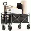 1pc Collapsible Foldable Wagon Cart, 330LBS Heavy Duty Utility Garden Cart With All-Terrain Wheels For Beach, Lawn, Sports, Camping, Black, 30"