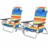 2 Packs 5-Position Outdoor Folding Backpack Beach Table Chair Reclining Chair Set