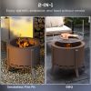 Outsunny 2-in-1 Smokeless Fire Pit, BBQ Grill, 19" Portable Wood Burning Firepit with Cooking Grate and Poker