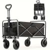 1pc Collapsible Foldable Wagon Cart, 330LBS Heavy Duty Utility Garden Cart With All-Terrain Wheels For Beach, Lawn, Sports, Camping, Black, 30"