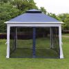 Outdoor 11x 11Ft Pop Up Gazebo Canopy With Removable Zipper Netting,2-Tier Soft Top Event Tent,Suitable For Patio Backyard Garden Camping Area