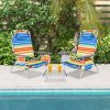 2 Packs 5-Position Outdoor Folding Backpack Beach Table Chair Reclining Chair Set