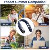 Portable Neck Fan With Type-C Charging Battery Hands-Free Bladeless Personal Fan 5 Speeds Digital Display Adjustable Neck Width for Man Woman Kid Home