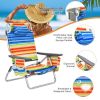 2 Packs 5-Position Outdoor Folding Backpack Beach Table Chair Reclining Chair Set