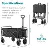 1pc Collapsible Foldable Wagon Cart, 330LBS Heavy Duty Utility Garden Cart With All-Terrain Wheels For Beach, Lawn, Sports, Camping, Black, 30"